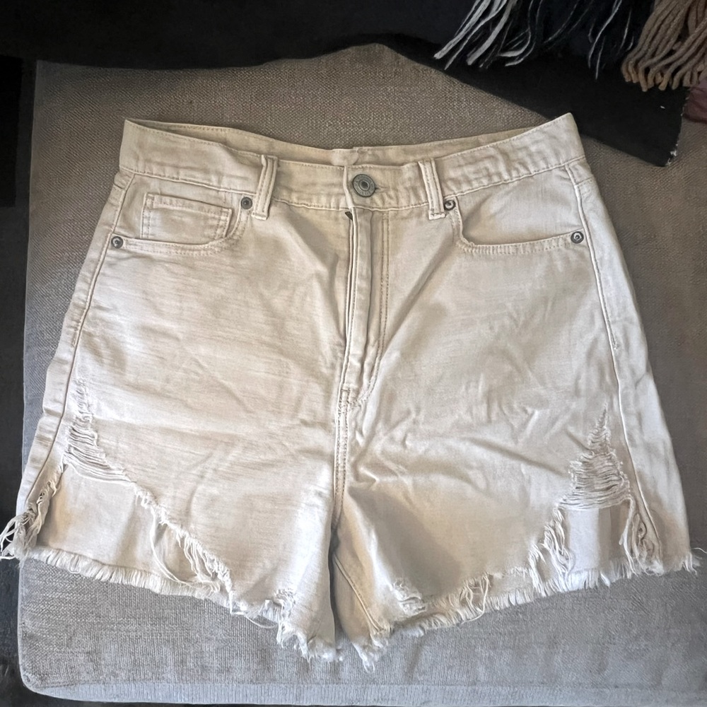 AE highest waist denim mom shorts